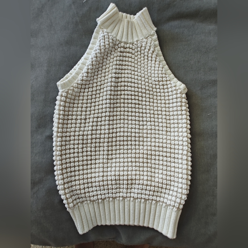 Cream Textured Knit Sweater Tank